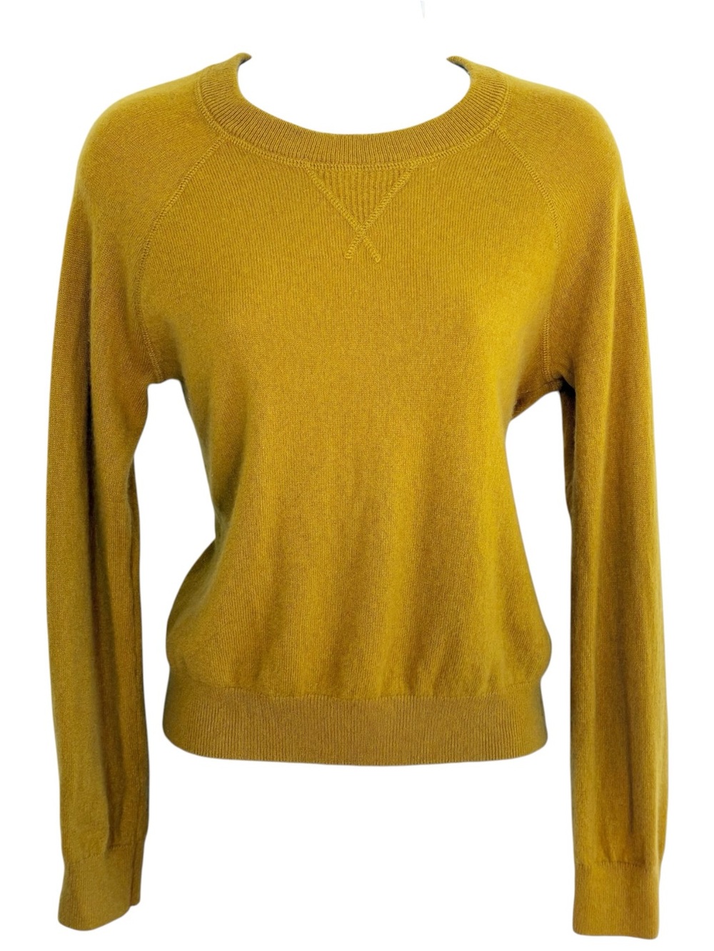QUINCE Mongolian Shrunken 100% Cashmere Sweatshirt in Spicy Mustard Medium